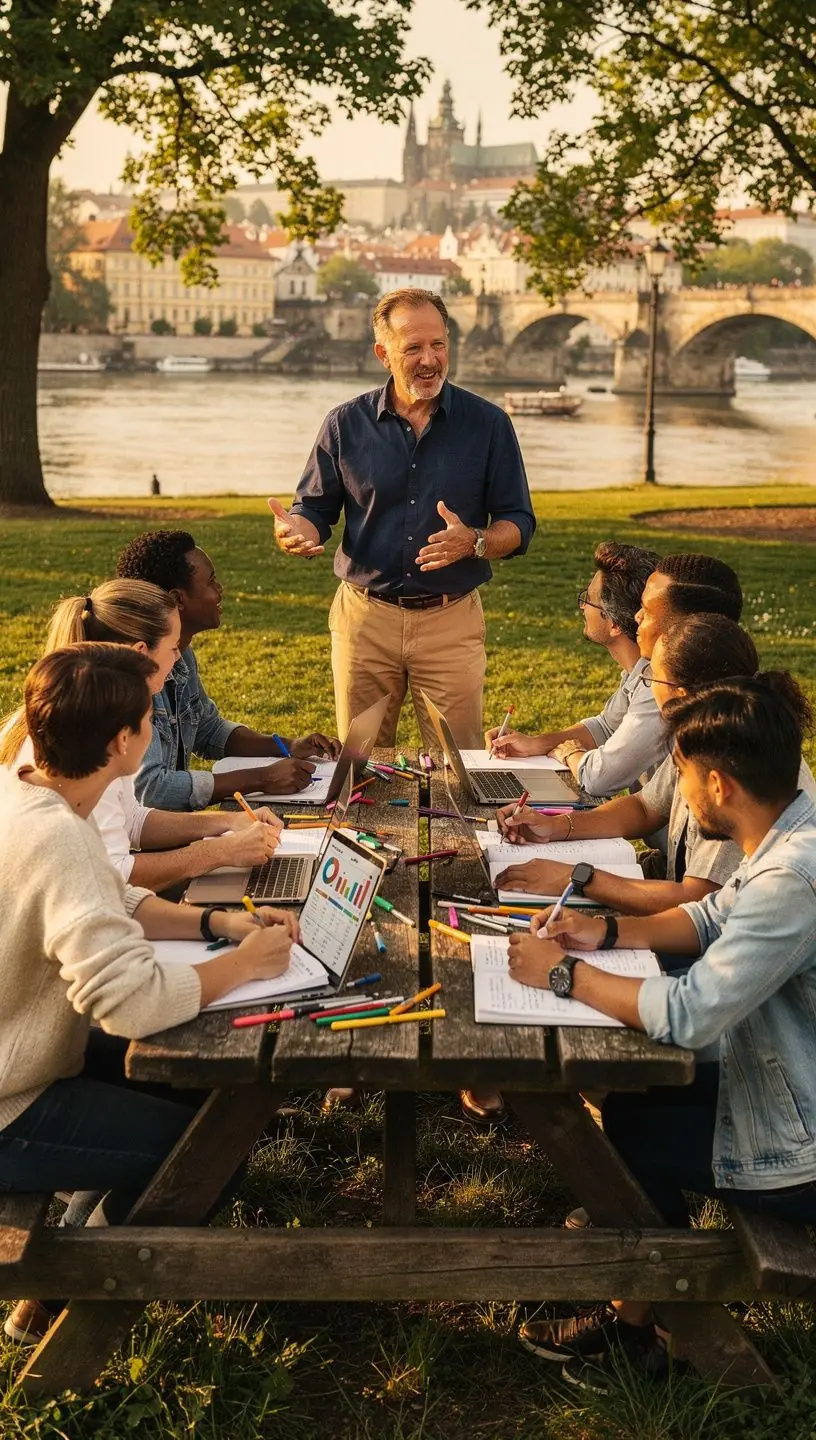 Obrázek sestavy vzdělávacích knih o finanční gramotnosti na dřevěném stole.